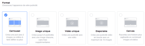 Formats publicitaires Facebook