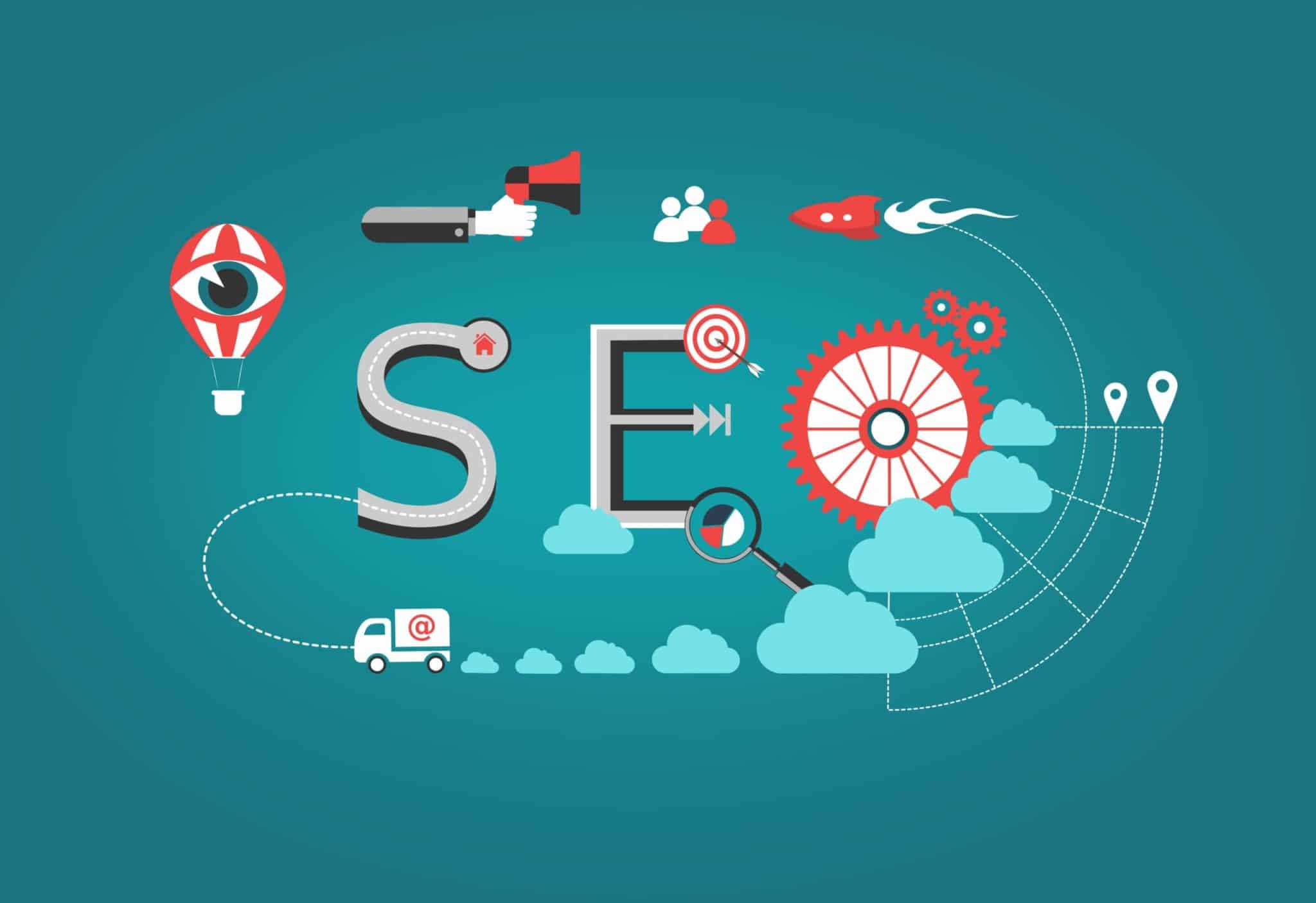 Concept of Search Engine Optimization - SEO word with marketing
